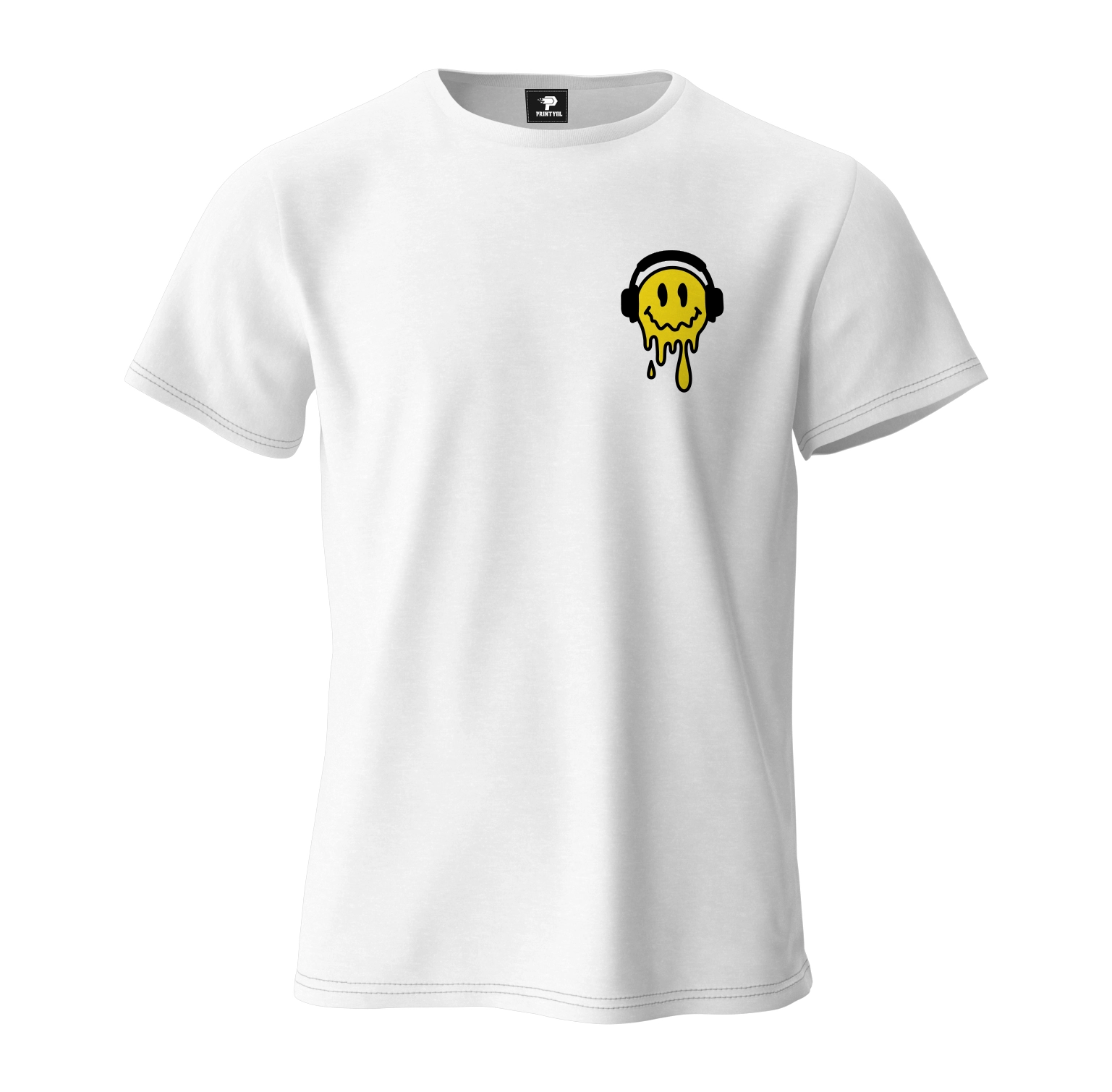 Earphone Ön Ve Arka Baskılı T-Shirt